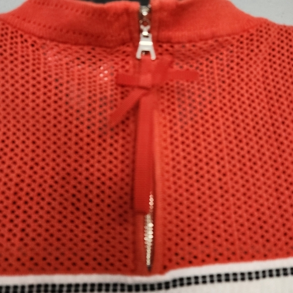 Milly striped mesh color block knit top back zip S - Picture 3 of 5